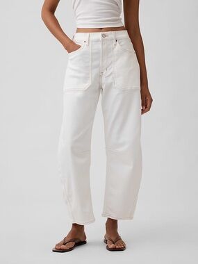 GAP High Rise Barrel Low-Stretch Ankle Utility Pockets Jeans  |   Size:  27 / 4r